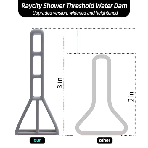 Raycity 3" High Shower Threshold Water Dam 118 IN Collapsible Shower Water Splash Guard for Curbless Shower Threshold Barrier Water Stopper for Wet and Dry Separation Bathroom and Kitchen (Grey) - color: Gray, style: 118 inch