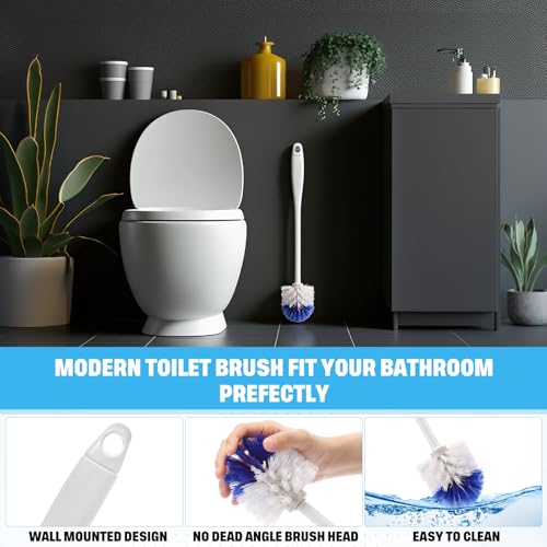 Reallnaive 24 Pcs 18 Inch Toilet Brush Toilet Bowl Cleaner Brush Bathroom Long Plastic Handled Cleaning Scrubber with Hook Hole for Household Bathroom Cleaning Supplies(Flat Handle) - style: Flat Handle