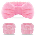 WSYUB Pink Spa Headband and Wristband Set for Face Washing - color: Pure Pink