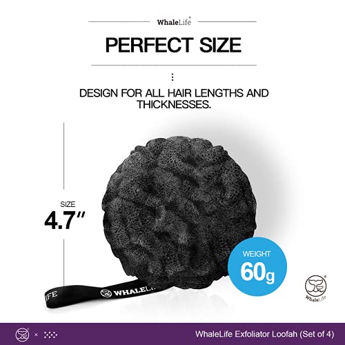 Loofah Sponge Bath Sponge for Women Men 4 Pack (Black Rough Surface) - style: Black Rough Surface