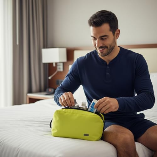 GOX Premium Toiletry Bag For Men, Dry Wet Separate Travel Toiletry Bag, Dopp Kit Case For Travel, Cosmetics Organizer Pouch (Lemon Lime) - color: Lemon Lime