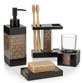 Creative Scents Dahlia Brown 4 Piece Bathroom Accessories Set | Includes Soap Dispenser, Toothbrush Holder, Tumbler Cup & Soap Dish
