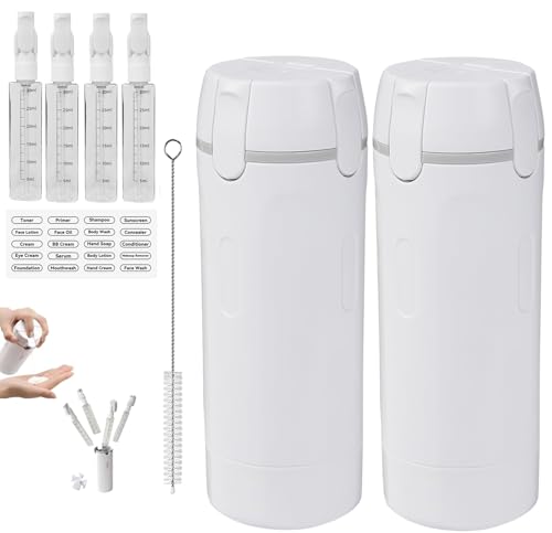 4 in 1 Travel Dispenser,4 Pack 30ML Travel Bottles for Toiletries,Refillable Leak Proof Portable Bottle Set for Shampoo,Shower Gel,Suitable for Travel,Gym,Vacation,Camping (White-2) - color: White-2