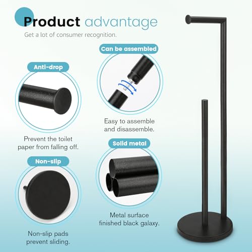 Toilet Paper Holder Stand, Toilet Paper Holder Free Standing, Toilet Paper Stand, Black Galaxy Toilet Paper Storage, Rustproof Bathroom Toilet Paper Holders for 4 Rolls - color: Black Galaxy