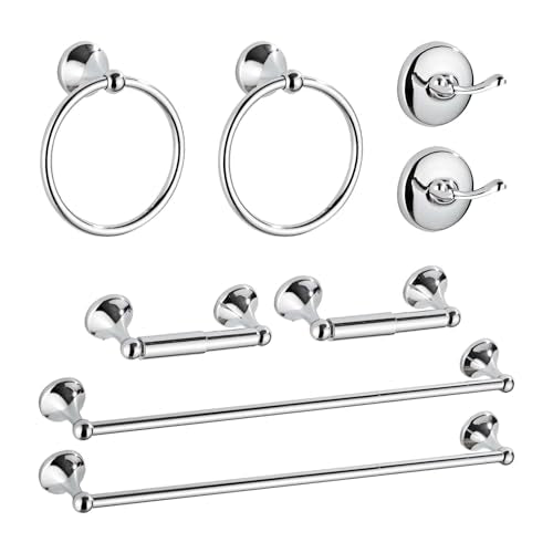 8 Piece Bathroom Accessory Set(Adjustable Towel Bar, Towel Ring, Toilet Paper Holder,Towel Hook), Wall Mounted Bathroom Hardware Accessories Set,Chrome - color: Chrome, size: 8 pieces