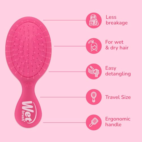 Wet Brush Mini Detangler Hair Brush, Pink Frost, Detangling Travel Hairbrush, Ultra-Soft IntelliFlex Bristles Glide Through Tangles with Ease, Pain-Free, All Hair Types - color: Pink Frost, size: 1 Count (Pack of 1)