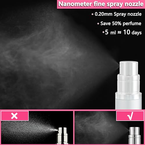 Travel Perfume Atomizer Refillable Bottle - 5ML Leakproof Luxury Travel Perfume Atomizer, Refillable Perfume Spray Bottle for Women (Silver) - color: Silver