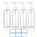 DTDNZKN 4 Pack 3.4 Oz (100ml) TSA Approved Travel Pump Bottles | Refillable Plastic Lotion Dispenser Leakproof Pump Bottle for Toiletries Clear Travel Size Bottles with Labels