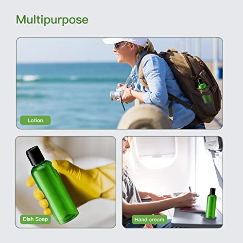 Travel Bottles for Toiletries 3.4 oz - Travel Size Containers for Shampoo Plastic - Small Empty Lotion Squeeze Bottle for Liquid TSA Approved - Leak Proof Mini Conditioner Refillable Green 100ml - color: Green
