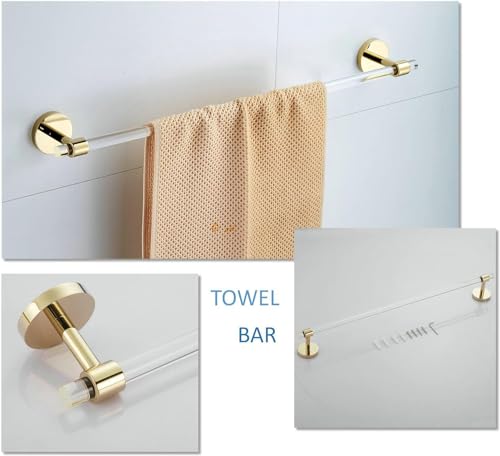 Bathroom Accessories Set Acrylic Gold - Towel Bar Rack Toilet Paper Holder Towel Hook - Wall Mounted Bathroom Hardware Set 3 Pieces SHUNLI - size: 3-Piece (60cm Towel Bar)