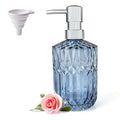 LaMarriti Clear Glass Soap Dispenser with Silver Rust Proof Pump, Refillable Thick Glass Kitchen Soap Dispenser, Lotion Dispenser Bathroom for Hands Soap, Dish Soap, Body Wash (Blue - color: Blue