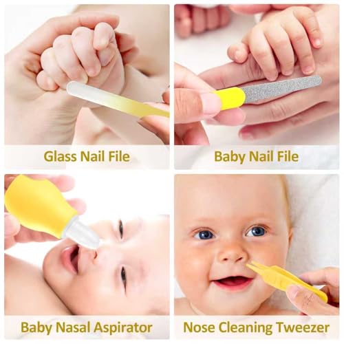 Baby Grooming Kit, Infant Safety Care Set with Hair Brush Comb Nail Clipper Nasal Aspirator,Baby Essentials Kit for Newborn Girls Boys (Yellow) - style: Yellow Grooming Kit