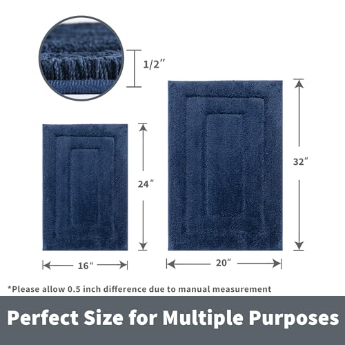 GRANNY SAYS Bathroom Rugs Sets 2 Piece,Soft Bath Mats for Bath, Bathroom Rugs Non Slip Washable, Absorbent Bath Rug for Tub,Shower and Toilet, Bath Mat Set (Blue, 20" x 32" + 16" x 24") - color: Deep Blue, size: 1'8" x 2'8" (20" x 32"+16" x 24")