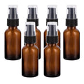 6PCS 30ml/1oz Amber Glass Lotion Pump Bottles Empty Refillable Cosmetic Makeup Travel Size Pump Dispenser Container Jars for Lotion Cream Essential Oils Toiletries