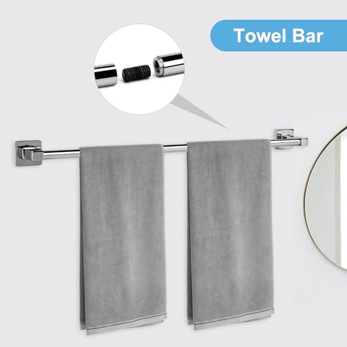 5 Pieces Polished Chrome Bathroom Hardware Accessories Set,Stainless Steel 23.6" Hand Towel Bar Set, Toilet Paper Holder, Towel Ring ，Towel Rack Set Silver - color: Polished Chrome