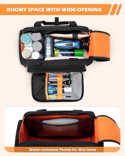 Tactical Travel Toiletry Bag for Men, Extra Large Dopp Kit Organizer | Large Toiletry Bag with Dual Way Zippers, Tactical Design, Wet & Dry Separation,Travel Hygiene Bag for Shaving Grooming