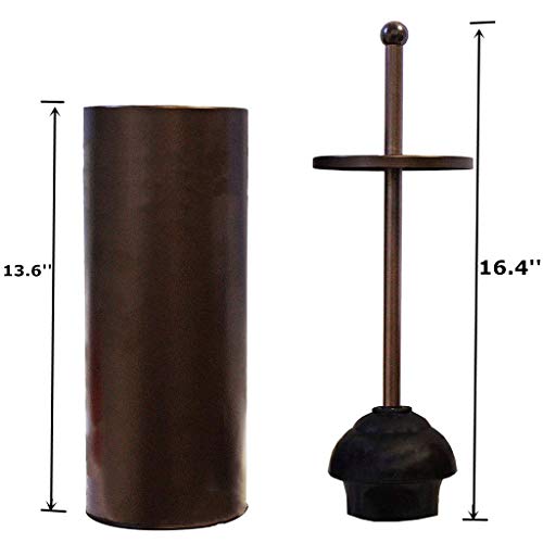 Bronze Toilet Plunger with Holder for Bathroom Metal Canister Holder Drip Cup, Heavy Duty, Deep Cleaning,Quick Dry Bronze - color: Bronze Plunger B