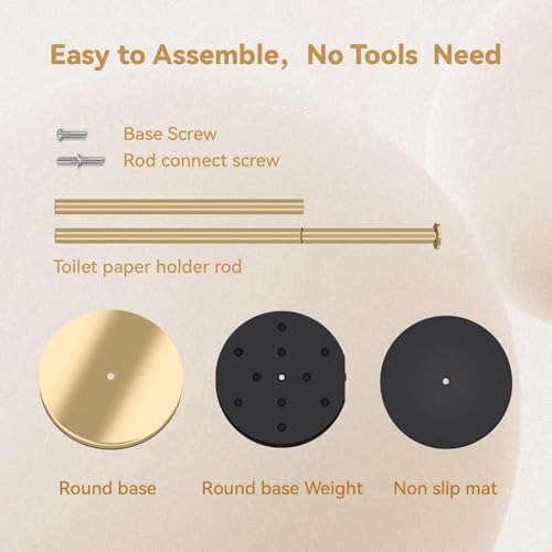 22" Stainless Steel Toilet Paper Holder freestanding,Bathroom Free Standing Toilet Paper Holders,Toilet Paper Holder Stand with Reserve Storage 3-4 Toilet Paper Rolls(Golden)