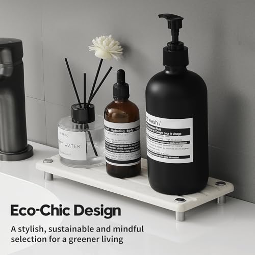 Razborci 2 Pack Fast Drying Water Absorbing Diatomite Stone Mat Tray for Kitchen & Bathroom Counter - Instant Dry Sink Caddy Organizer - Vanity Holder for Soap and Sponge – Beige Gray 10" x 4" - color: 2 Pack - Greige, size: 10" x 4" x 1"