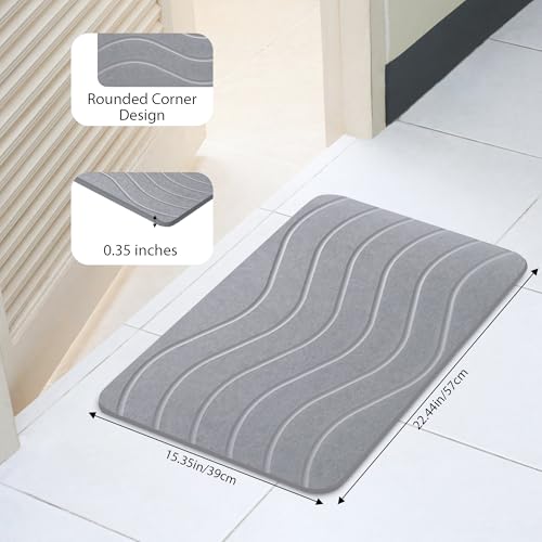 Absorbent Stone Bath Mat, Diatomaceous Earth Shower Mats, Non-Slip Water Absorbing Diatomite Stone Mat for Bathroom Floor, Quick-Drying Easy to Clean (23" x 16" Gray) - color: Gray