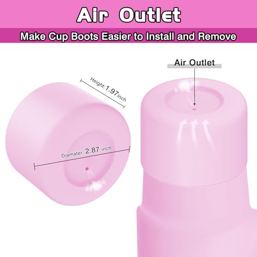 WUQID Silicone Boot Sleeve Compatible with Hydro Flask Travel Tumbler with Handle 32oz&40oz and 12-24oz Hydroflask Bottle & Stanley 20 30 40oz Tumbler, Fit 2.83-2.95in Bottom, Anti-Slip Bottle Cover - color: Cherry Blossom