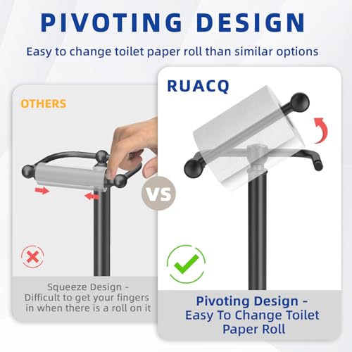 RUACQ Toilet Paper Holder Stand, Bathroom Toilet Paper roll Holder Free Standing with Storage for 4 Rolls, Post Pivoting Design, Stable Weighted Base, SUS304 Stainless Steel (Oil Rubbed Bronze) - color: Oil Rubbed Bronze, size: Free Standing with Storage