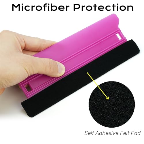 6 Pack Vinyl Wrap Squeegee Set - 8.3” & 3.9” Felt Edge Scrapers for Car Window Tint, Adhesive Vinyl, Decals, Wallpaper, Auto Wrap, and Craft Projects | Perfect for Smooth, Bubble-Free Application - color: Purple Blue