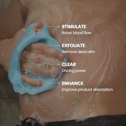Silicone Shower Scrubber for Body – Exfoliating Loofah Alternative, Zinc & Silver-Infused, Hygienic & Gentle for Sensitive Skin, Durable & Long-Lasting Body Scrubber for Men - Sky Blue - color: Sky Blue