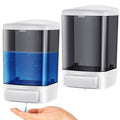 Hushee 2 Pcs Commercial Soap Dispenser Hand Wall Mounted Bathroom 33.8oz/1000ml Manual Soap Dispenser Liquid Containers with Pump Black Shower Plastic Wash Wall Container Shampoo Gel for Kitchen Hotel - color: Black, size: 33.8 oz 1000 ml