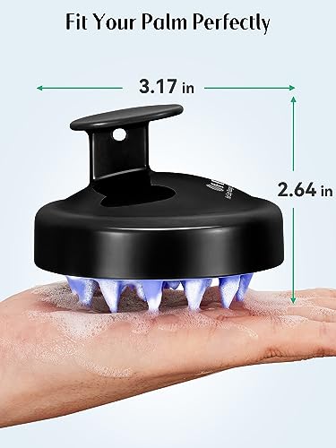 HEETA Scalp Massager Hair Growth 2-Pack, Soft Silicone Scalp Scrubber Shampoo Brush for Exfoliation Dandruff Removal Head Massage Stress Relax, Wet & Dry Use for Women Men Thick Thin Curly Hair Care - color: 01- Black & Black