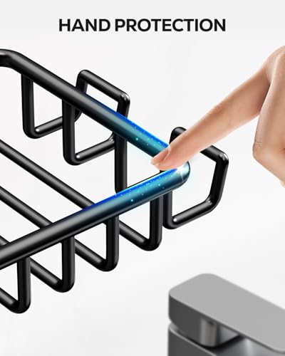 Nieifi Soap Dish Holder with 4 Hooks Stainless Steel Black Adhesive for Shower, Bathroom - color: Black, size: 1 Pack