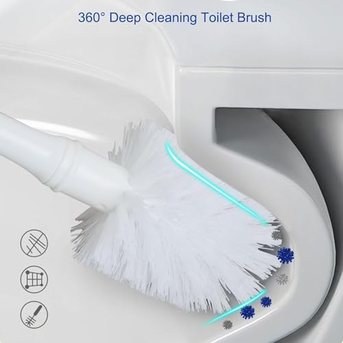 CELOX 2 Set Toilet Brush and Plunger Set, Toilet Brush and Holder Set, Toilet Bowl Brush and Holder, White - color: Shiny-white