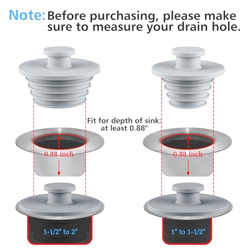 Aluvor Bathtub Stopper Drain Plug Bathroom Tub Plug Sink Stopper 2pcs | Silicone Bathtub Drain Plug Tub Drain Stopper Washbasin Stopper - color: Gray, size: Large+Small