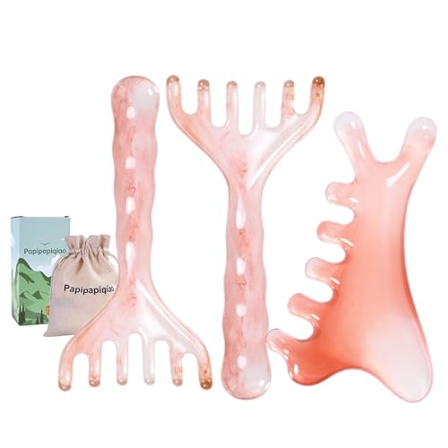 3 Pack Head Massager & Scalp Comb - Manual Scalp Massager with Gua Sha Comb for Scalp Relaxation, Tension Relief, Resin Head Scratcher Stress Relief Tool for Women Men - color: Pink