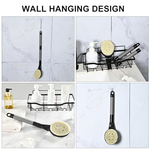 Back Scrubber Anti Slip for Shower, 21.7” Detachable Back Bath Brush for Shower, Back Scrubber, Exfoliation and Improved Skin Health for Elderly with Limited Arm Movement, Disabled (21.7” Black) - color: 21.7” Black