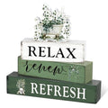 Cinnvoice 4 Pcs Eucalyptus Bathroom Decor Farmhouse Bathroom Decoration Relax Renew Refresh Table Centerpiece Gift for Christmas Valentines Back to School - style: Eucalyptus