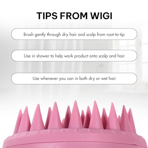 WIGI Hair Scalp Massager with Gift Set, Scalp Scrubber for Hair Growth & Dandruff Removal, Shampoo Brush with Soft Silicone Bristles - color: Pink