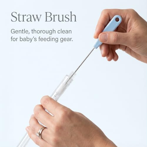 Ariseno 5-in-1 Baby Bottle Brush Set, Including Nylon and Silicone Bottle Brush, Bottle Cap, Straw and Nipple Cleaner, BPA-Free (Blue) - color: Blue-nylon Silicone