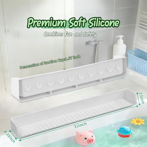 Splash Guard for Bathtub Kids - Silicone Bathtub Splash Guard with 11 Suction Cups, Bath Tub Play Shelf for Kids & Toy Holder, Prevent Water Spill in Bathroom, Fun Bath Time for Toddlers Baby(white) - color: White