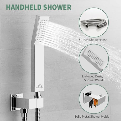 SunCleanse Rainfall Shower Faucet Set Polished Chrome Shower Combo Set for Bathroom with High Pressure 10 inch Shower Head with Handheld Shower Valves Shower Head and Handheld Ceiling Mounted - color: Polished Chrome, style: 10-ceiling