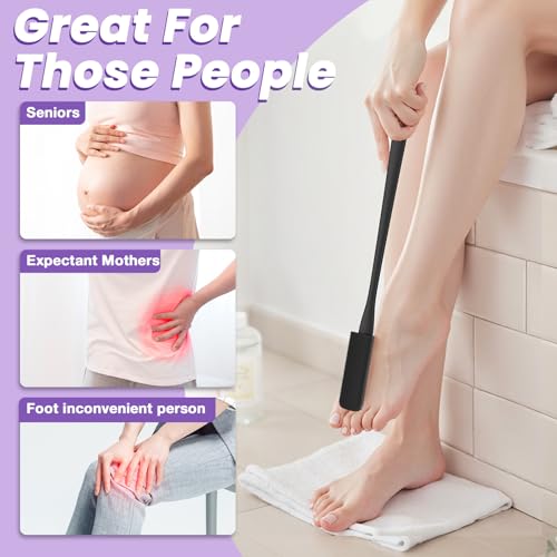 Pack of 3 Silicone Toe Cleaning Brush,Soft Brush Foot Scrubber Long Handle Bathroom Shower Bath Brush Wet and Dry Use for Seniors,Elderly, Men and Women (Black) - color: Black