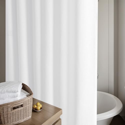 White Linen Shower Curtain for Bathroom Water Repellent 72x78 Inches | Extra Long Shower Curtains, Simple Elegant Modern Farmhouse Country, Bath Shower Curtain Set with Hooks, Textured Fabric - color: White, size: 72"W x 78"L (Pack of 1)