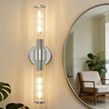 Chrome Bathroom Vanity Light, Wall Sconce Threaded Glass 1 Pack, Modern Wall Light for Bathroom, Living Room, Hallway, Kitchen - UL Certification (Bulb Not Included) - color: Chrome Clear Glass