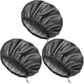 Auban Shower Cap for Women, Adjustable Reusable, Extra Large, Double-Layer Waterproof Bathing Cap, Waterproof Exterior, EVA Lining, Hair Cap for All Hair Lengths, 3 Balck Set - color: 3 Backs