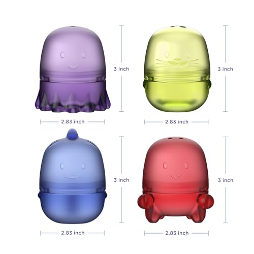 Ubbi Translucent Interchangeable Silicone Bath Toys for Baby and Toddler, Mix and Match Ocean Animal Water Toys, Set of 4 - color: Translucent Interchangeable Critters