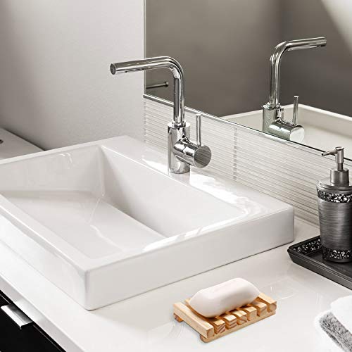 Honoson 5 Pieces Wooden Soap Dish Holder Tray Wood Bar Soap Holder Tray Self Draining Saver for Shower Bathroom Kitchen(Wooden) - color: Wooden