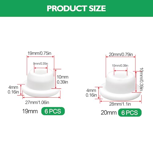 EASYEAH 2 Sizes 19/20 mm T-Shaped Silicone Plugs 3/4 inch Soft Flexible Rubber Stopper in Tube End Cap Cover Waterproof Sealing Hole Plugs for Bottles Pipes, White, 12 Pcs - size: 19-20mm(0.75-0.79")
