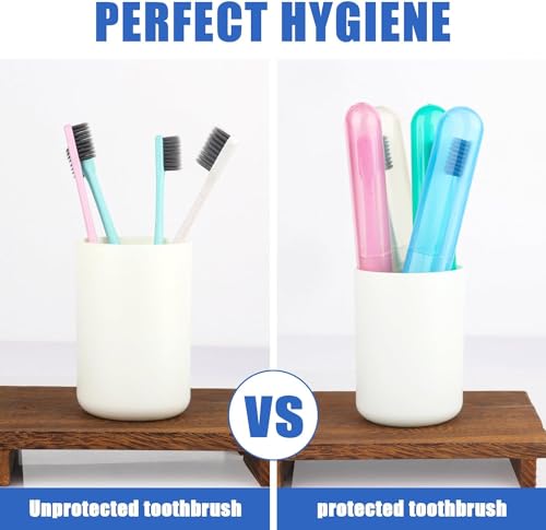 4 Pack Toothbrush Cases Travel Toothbrush Holder Portable Toothbrush Container Case Plastic Toothbrush Carrier Cover Case for Traveling, Bathroom, School, Home, Camping