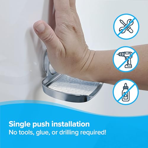 SlipX Solutions Strong Hold Soap Saver, Suction Cup Soap Holder, Must Have Universal Kitchen & Bathroom Shower Accessories (Chrome Finish, Single Tray) - color: Chrome Finish, size: Single Tray (1 Pack)