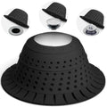 Shower Drain Hair Catcher - Bathtub Drain Cover Foldable Silicone，Shower Drain Protector for Pop-Up and Regular Drains of Shower,Tub, Bathroom, Sink, Silver-Black - color: Silver-black